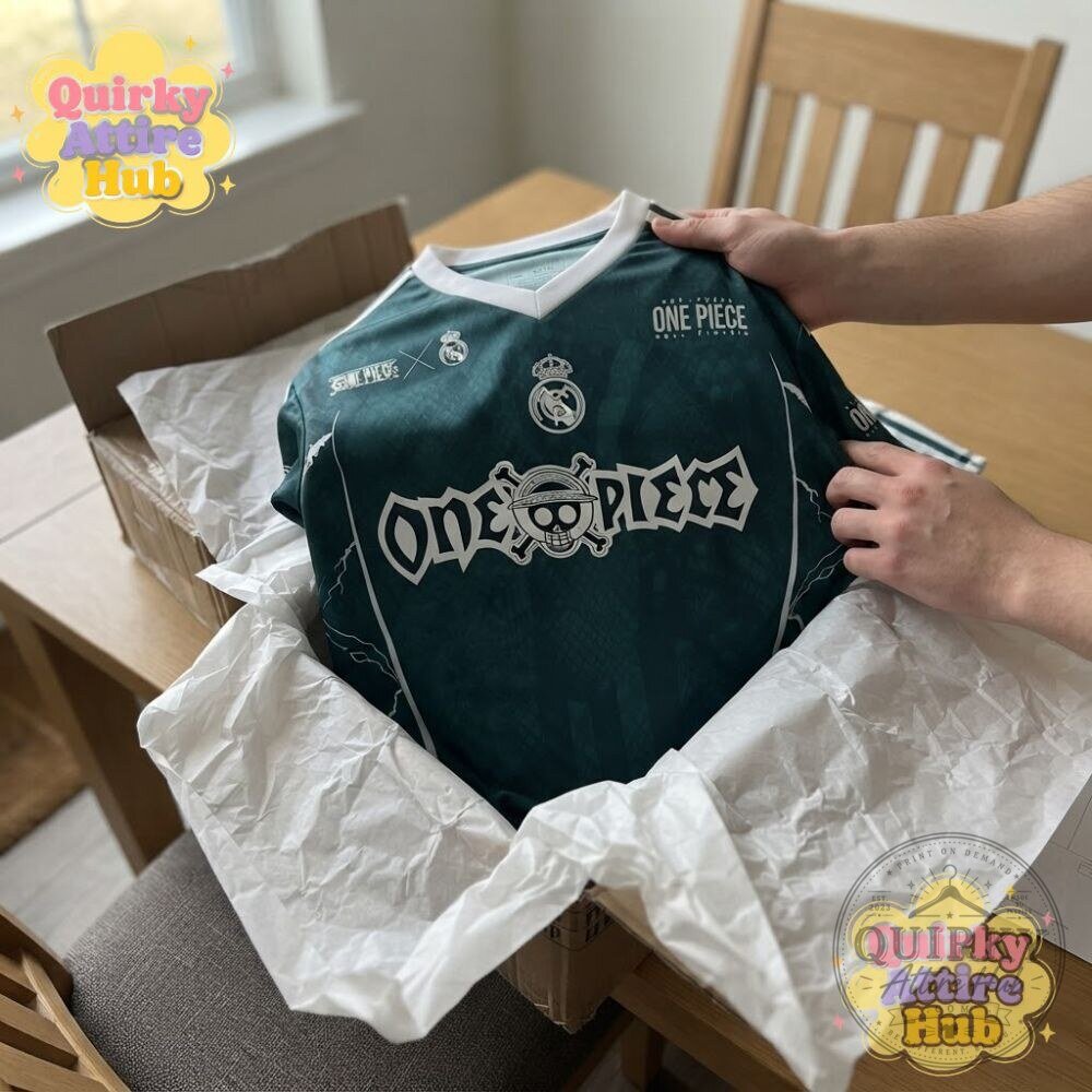 Real Madrid x One Piece Luffy Skull Green Soccer Jersey 23 Real Madrid x One Piece Luffy Skull Green Soccer Jersey