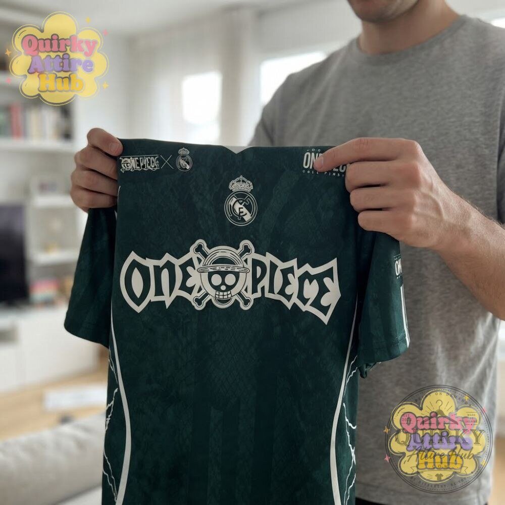 Real Madrid x One Piece Luffy Skull Green Soccer Jersey 28 Real Madrid x One Piece Luffy Skull Green Soccer Jersey