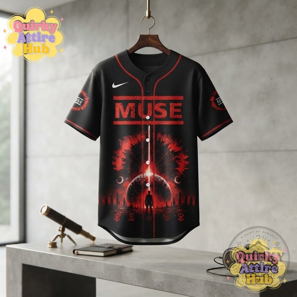 Muse The Wow Signal Europa Tour 2026 Baseball Jersey Black & Red 19 Muse The Wow Signal Europa Tour 2026 Baseball Jersey Black & Red