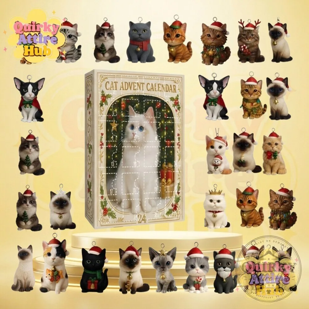 Christmas Cat 24-Day Advent Calendar Miniature Cat Breed Ornaments