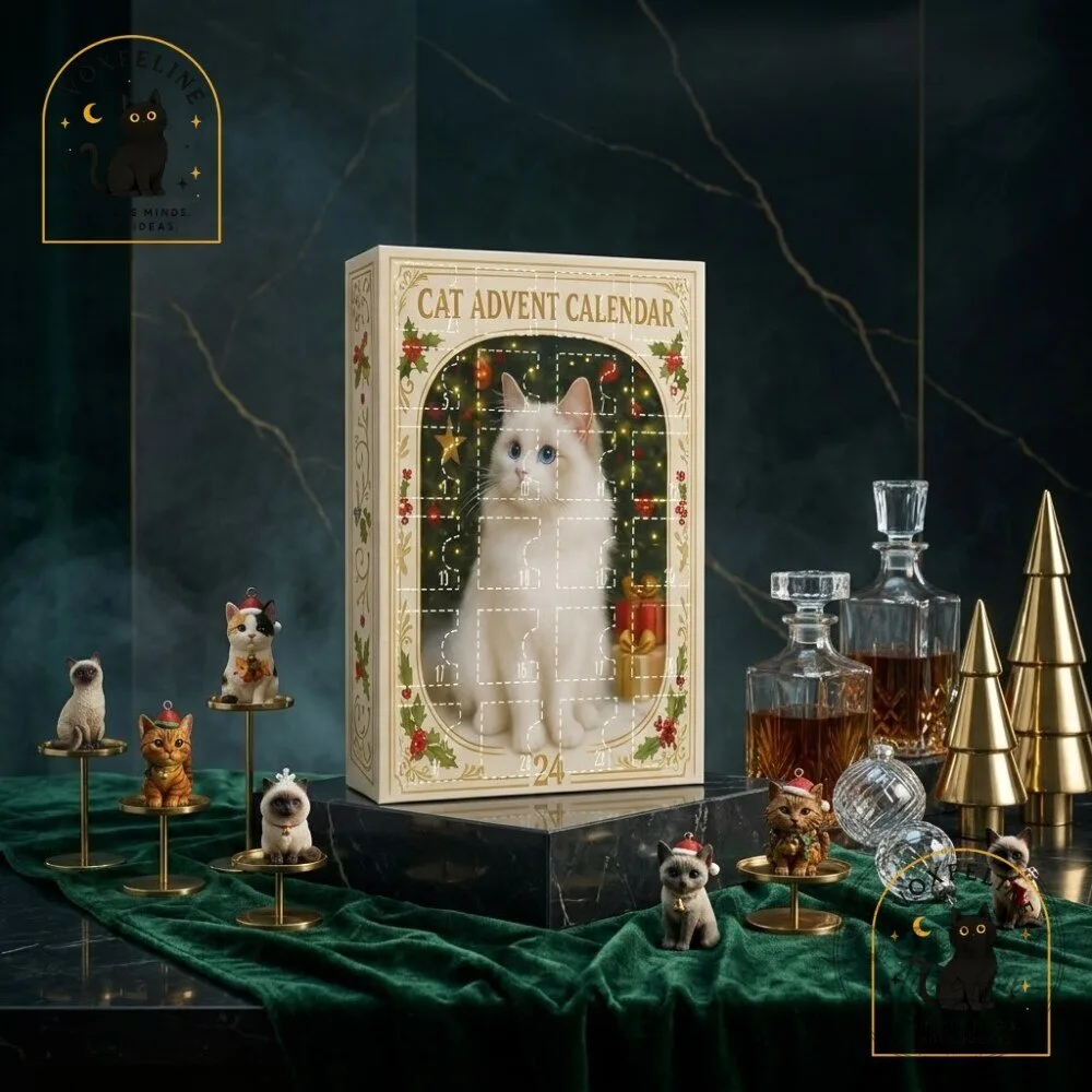 Christmas Cat 24-Day Advent Calendar Miniature Cat Breed Ornaments 18 Christmas Cat 24-Day Advent Calendar Miniature Cat Breed Ornaments