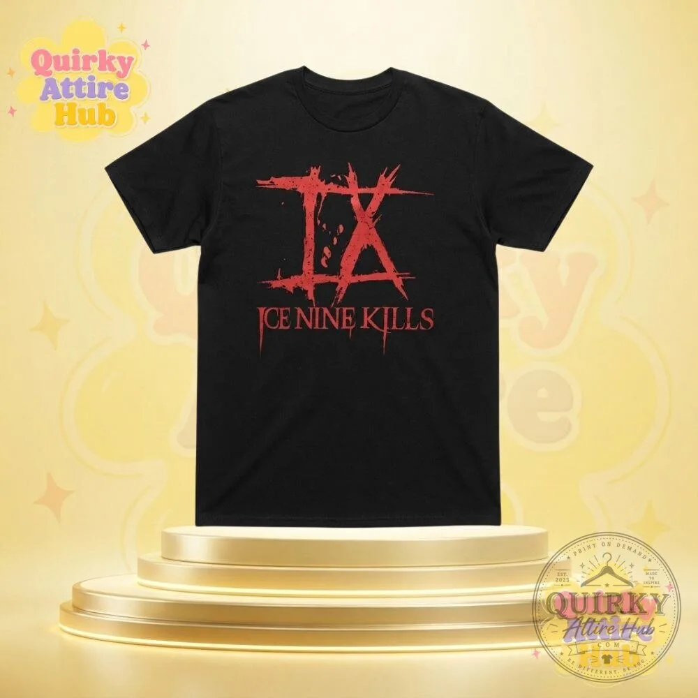 Drake Ice Nine Kills IX Logo T-Shirt Black Distressed Graphic Tee