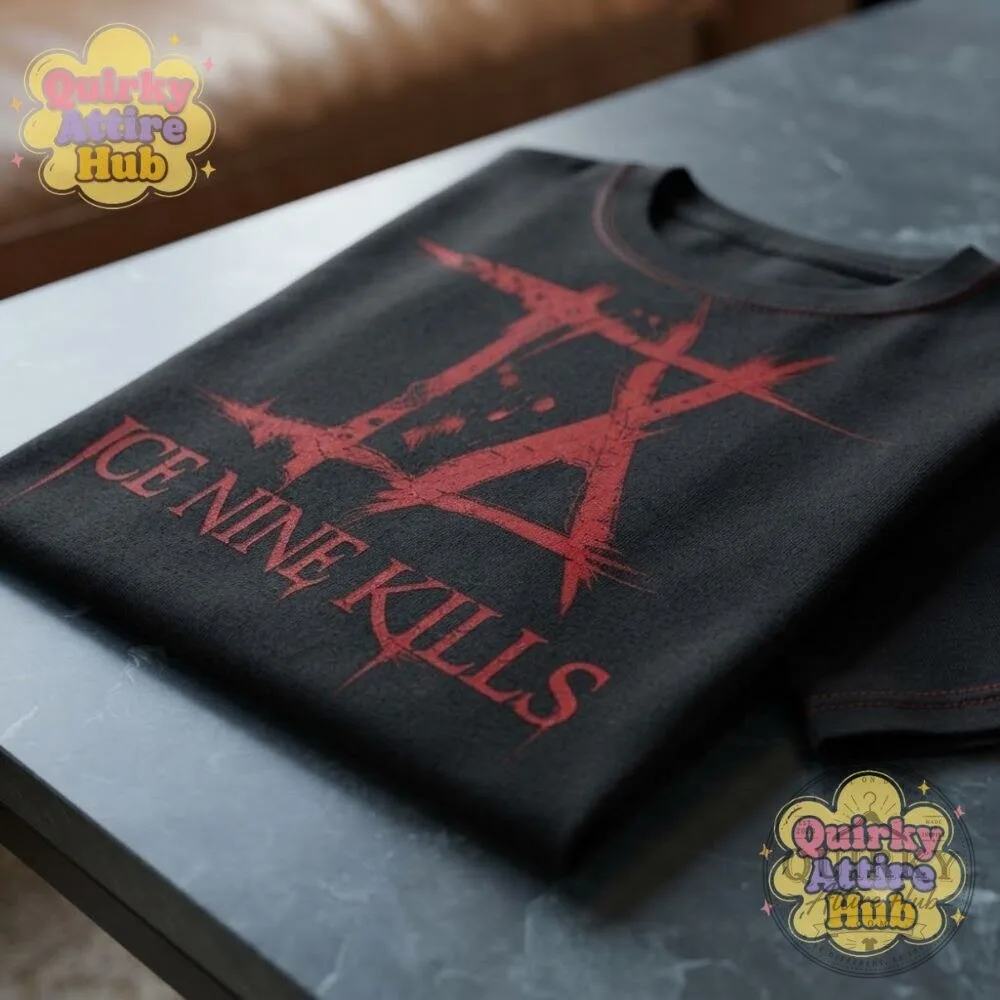 Drake Ice Nine Kills IX Logo T-Shirt Black Distressed Graphic Tee 25 Drake Ice Nine Kills IX Logo T-Shirt Black Distressed Graphic Tee
